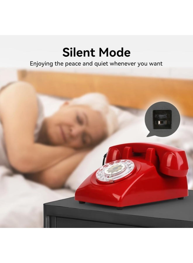 Sangyn Retro Rotary Dial Phone Sangyn 1960s Vintage Landline Telephone Old Fashioned Corded Phones with Mechanical Ringer for Home Office Desk - Image 4